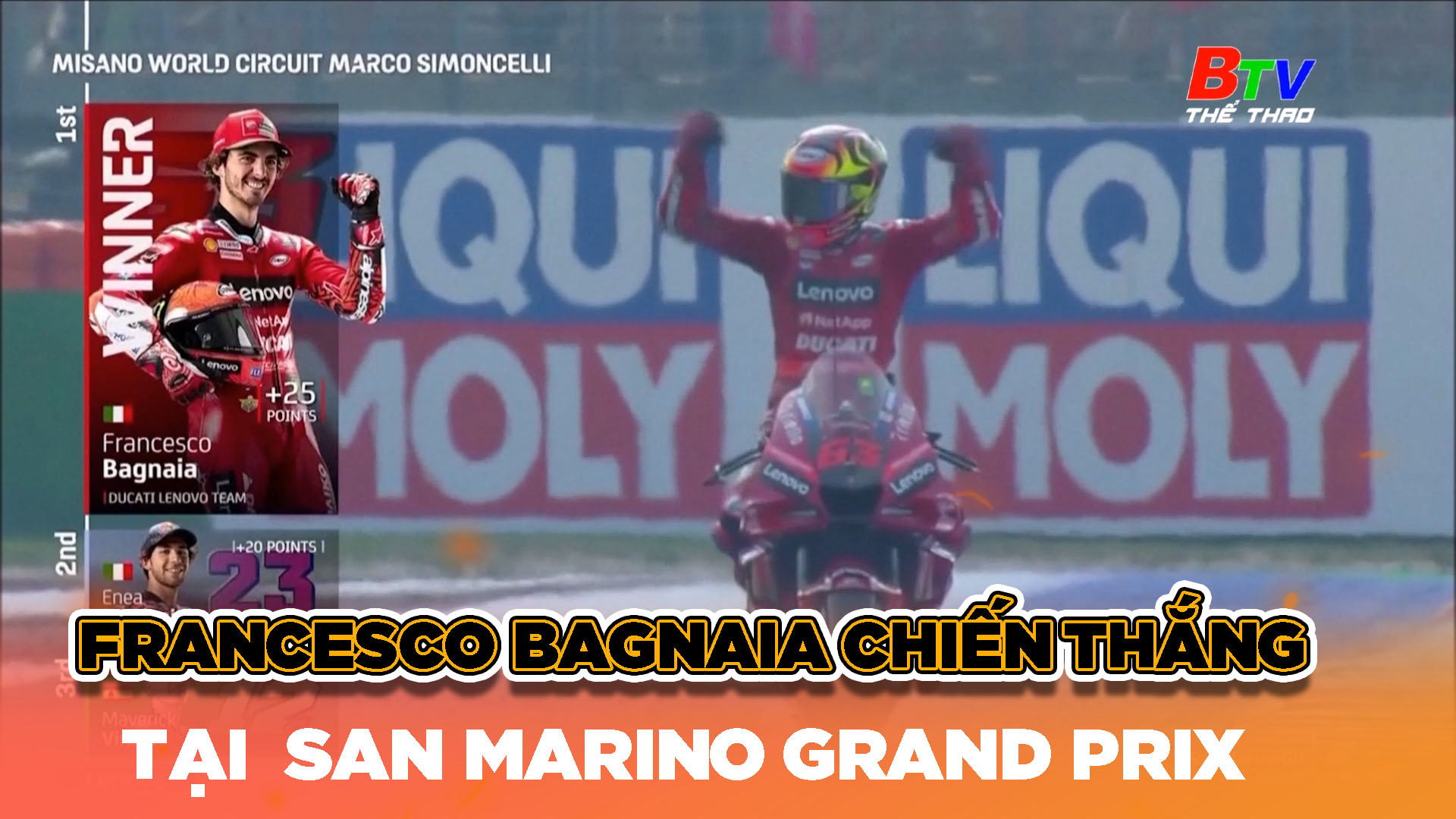 	Francesco Bagnaia chiến thắng tại San Marino Grand Prix